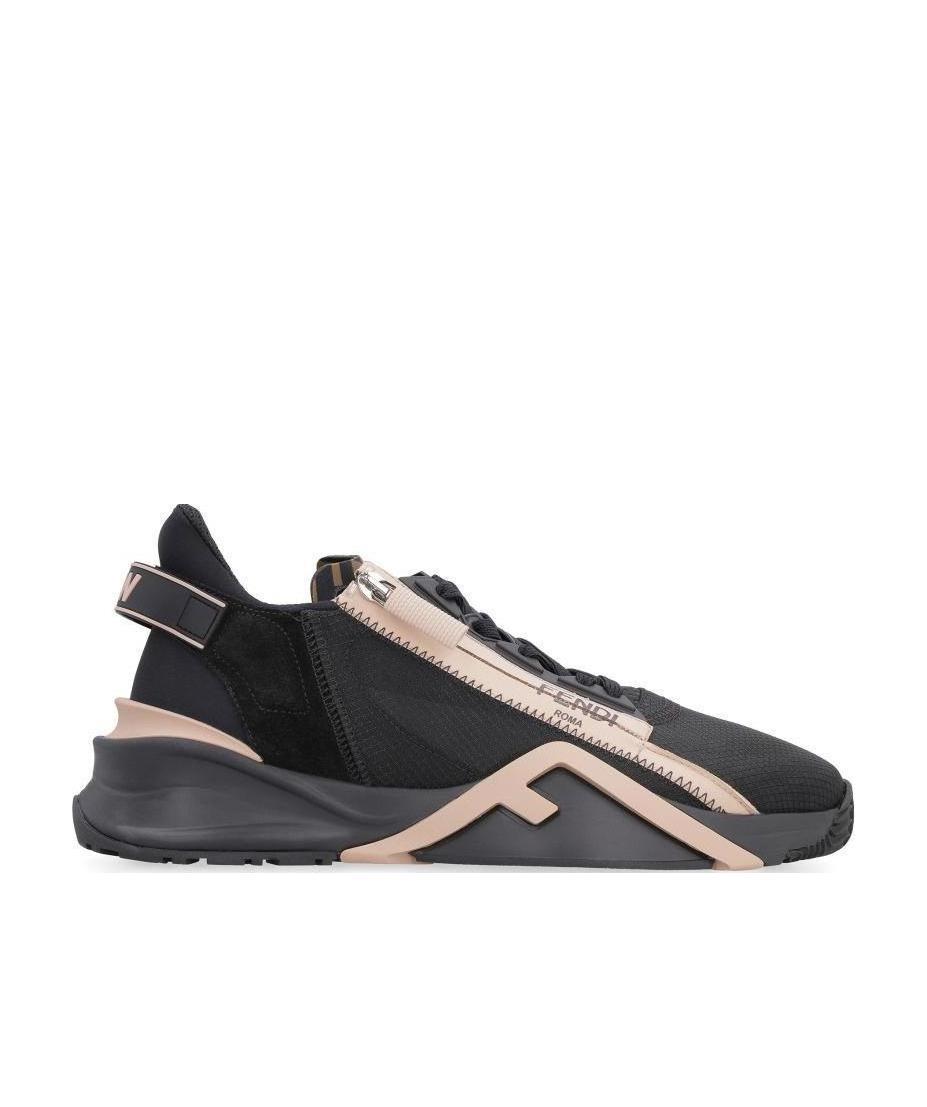 Shop Fendi Black Nylon And Suede Low-tops