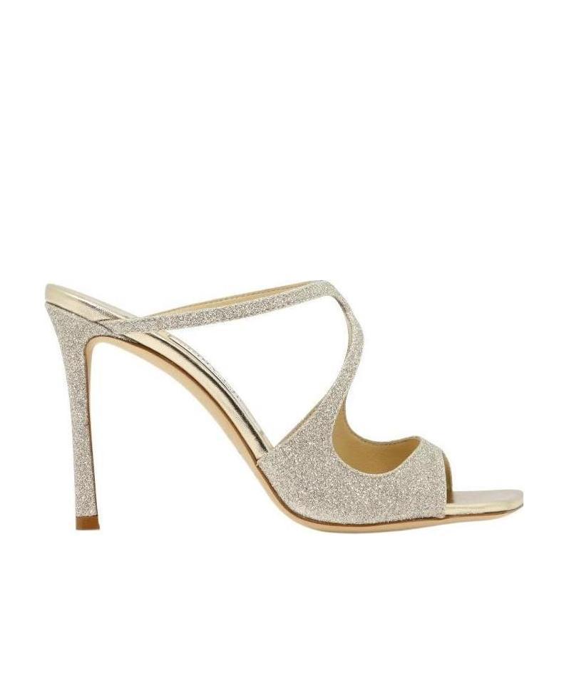 Jimmy Choo Anise 95 Glittered Mules In Gold