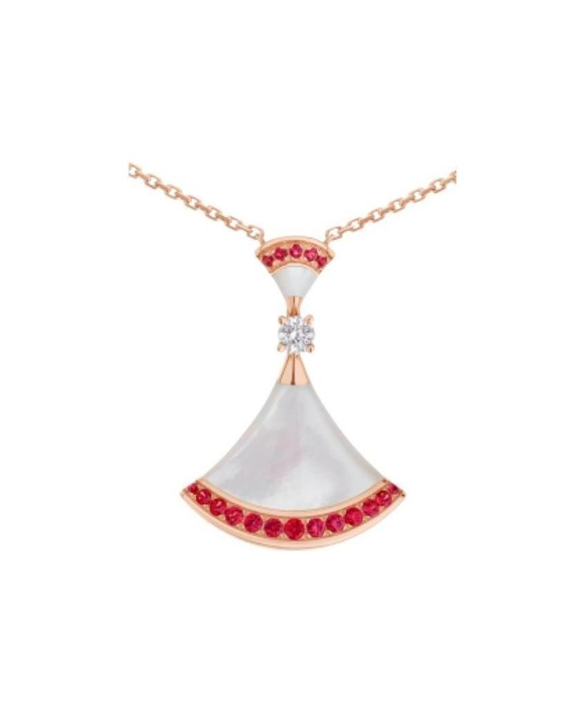 Bvlgari Diamond-encrusted Fan Pendant Necklace In White