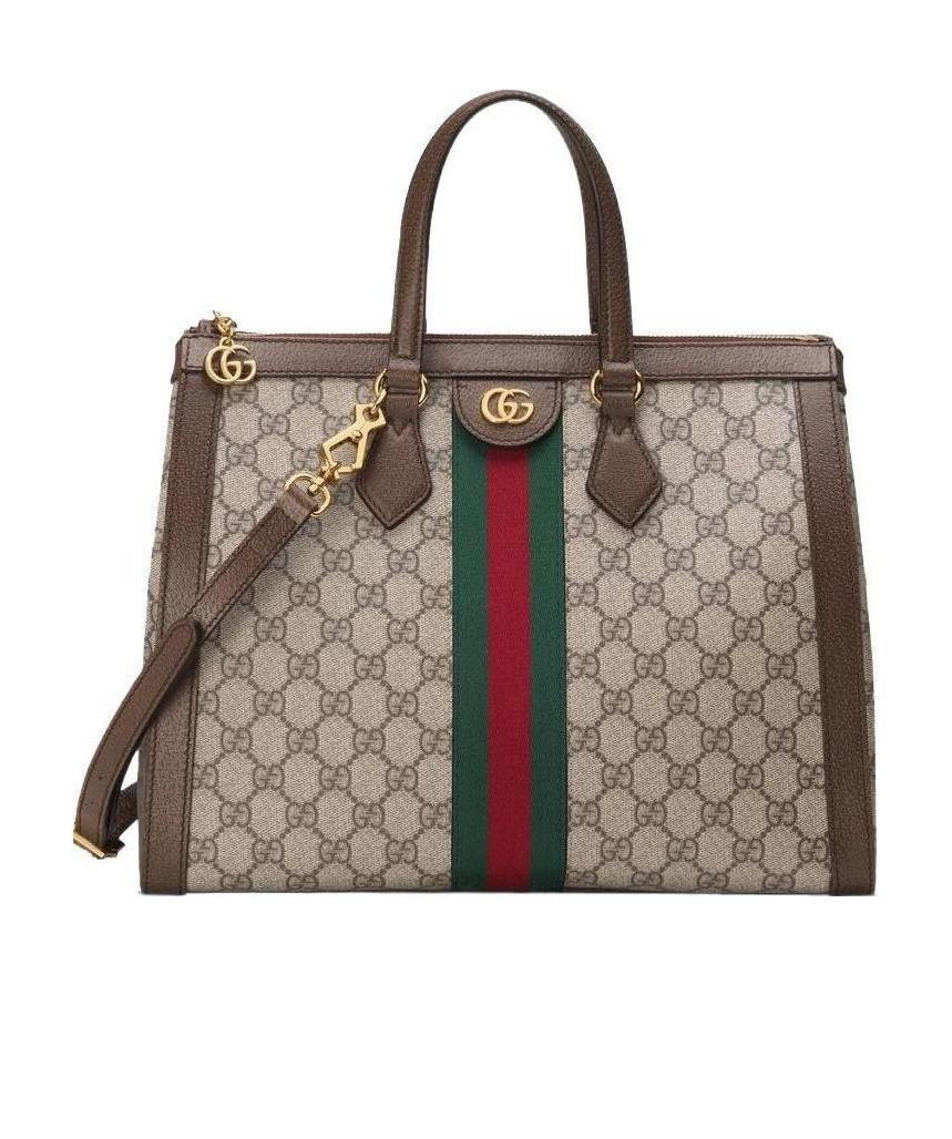 Gucci Small Ophidia Gg Supreme Top Handle Bag In Brown