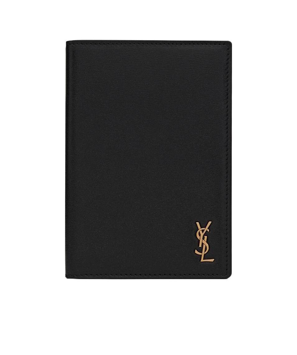 Saint Laurent Logo-plaque Cardholder In Black