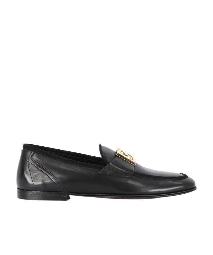 Dolce & Gabbana Ariosto Leather Cross-over Loafers In Black