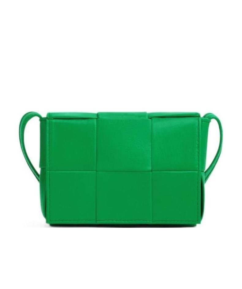 Bottega Veneta Interwoven Leather Shoulder Bag In Green