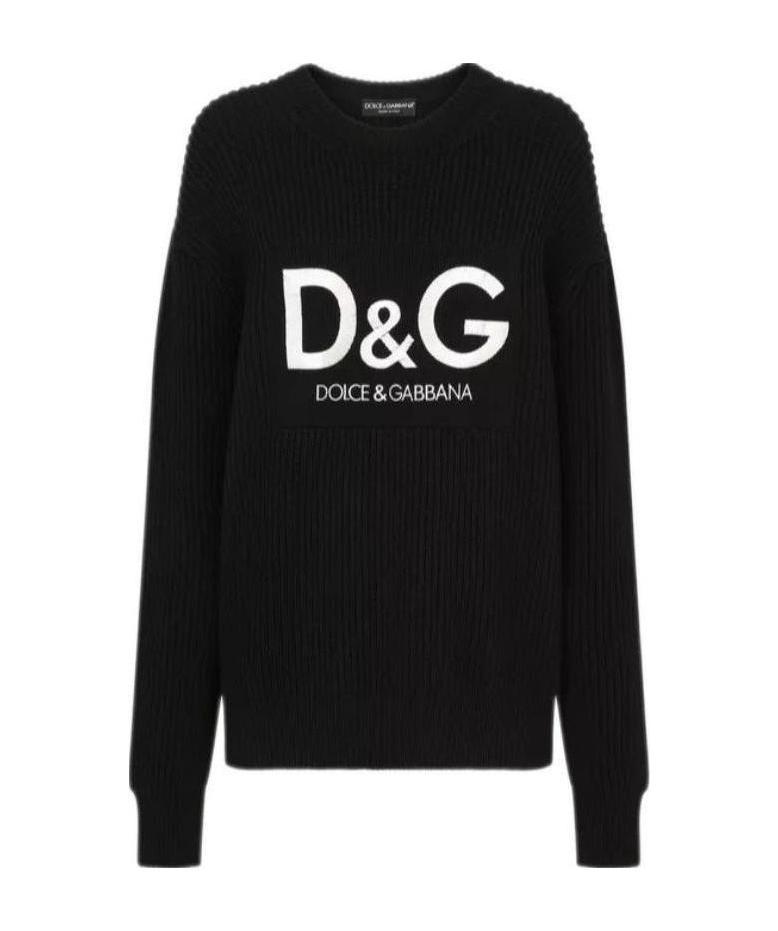 Dolce & Gabbana Logo-embroidered Wool Jumper In Black