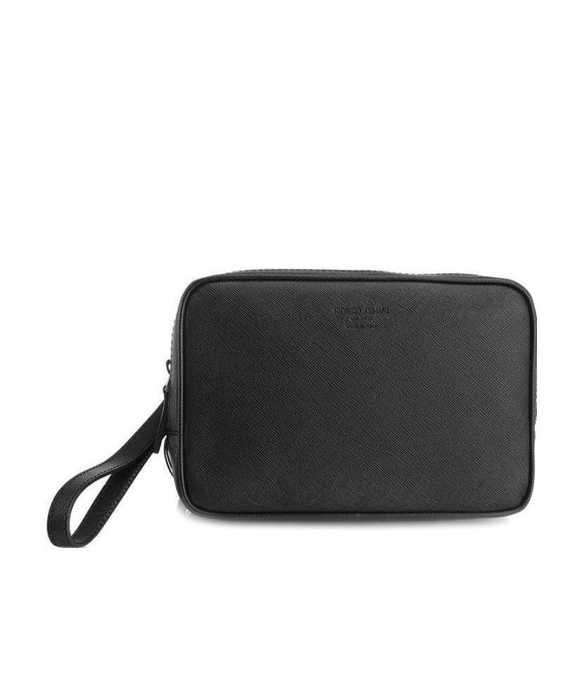 Giorgio Armani Logo Details Handbag In Black