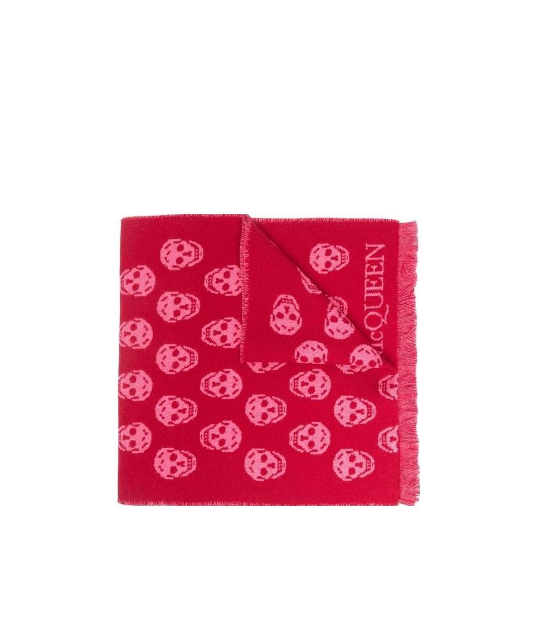 Alexander Mcqueen Reversible Skull-jacquard Wool Scarf In Red