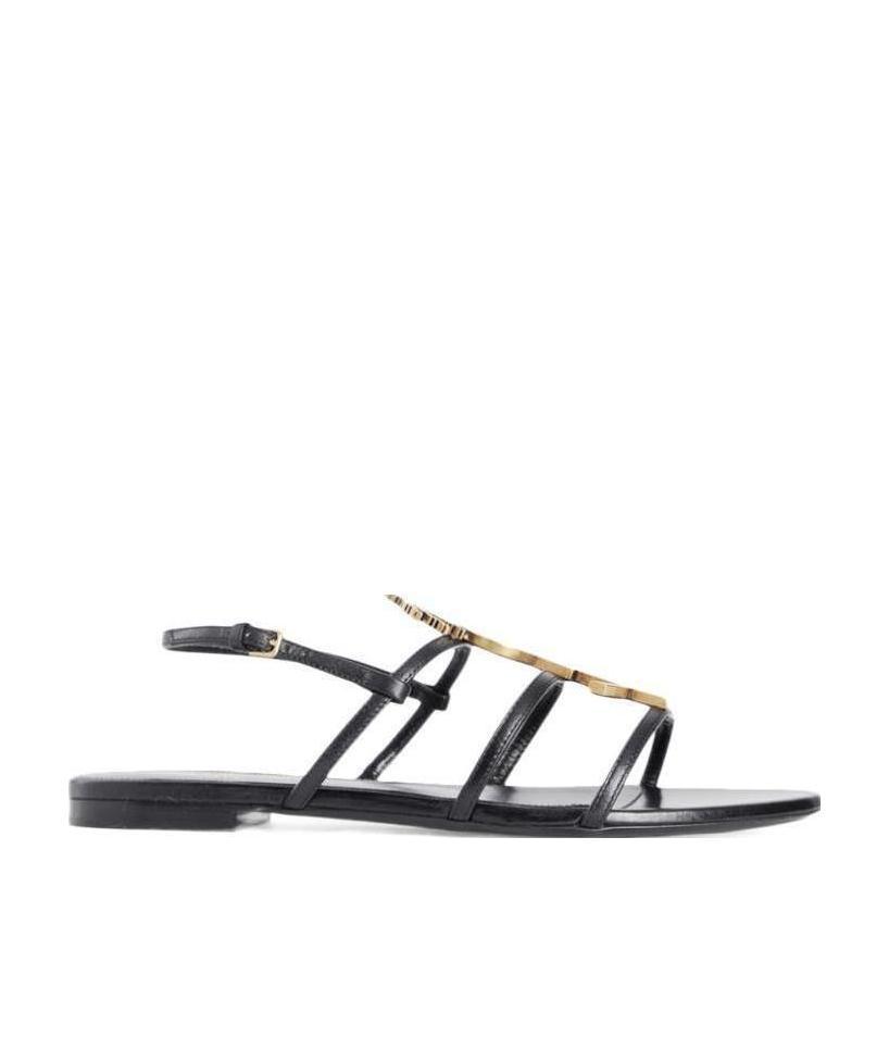 Saint Laurent Black Patent Cassandra Open Sandals