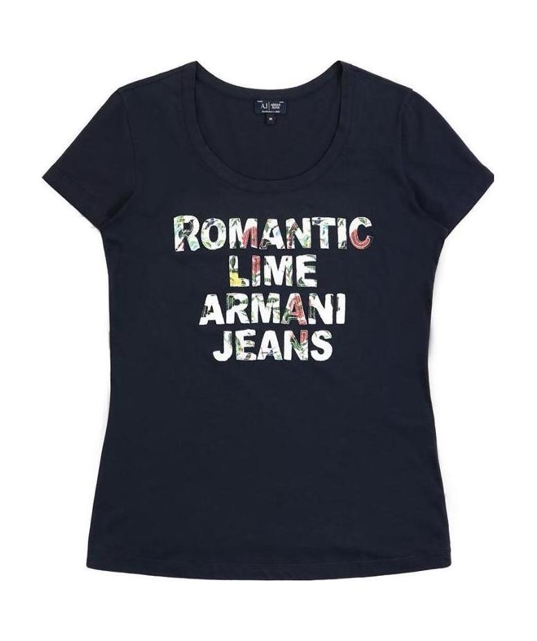 Armani Jeans T-shirt With Round Neck And Short Sleeves In Black