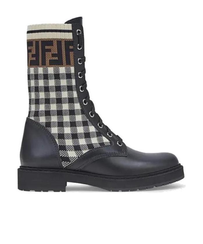 Fendi Rockoko Ff Biker Boots In Black