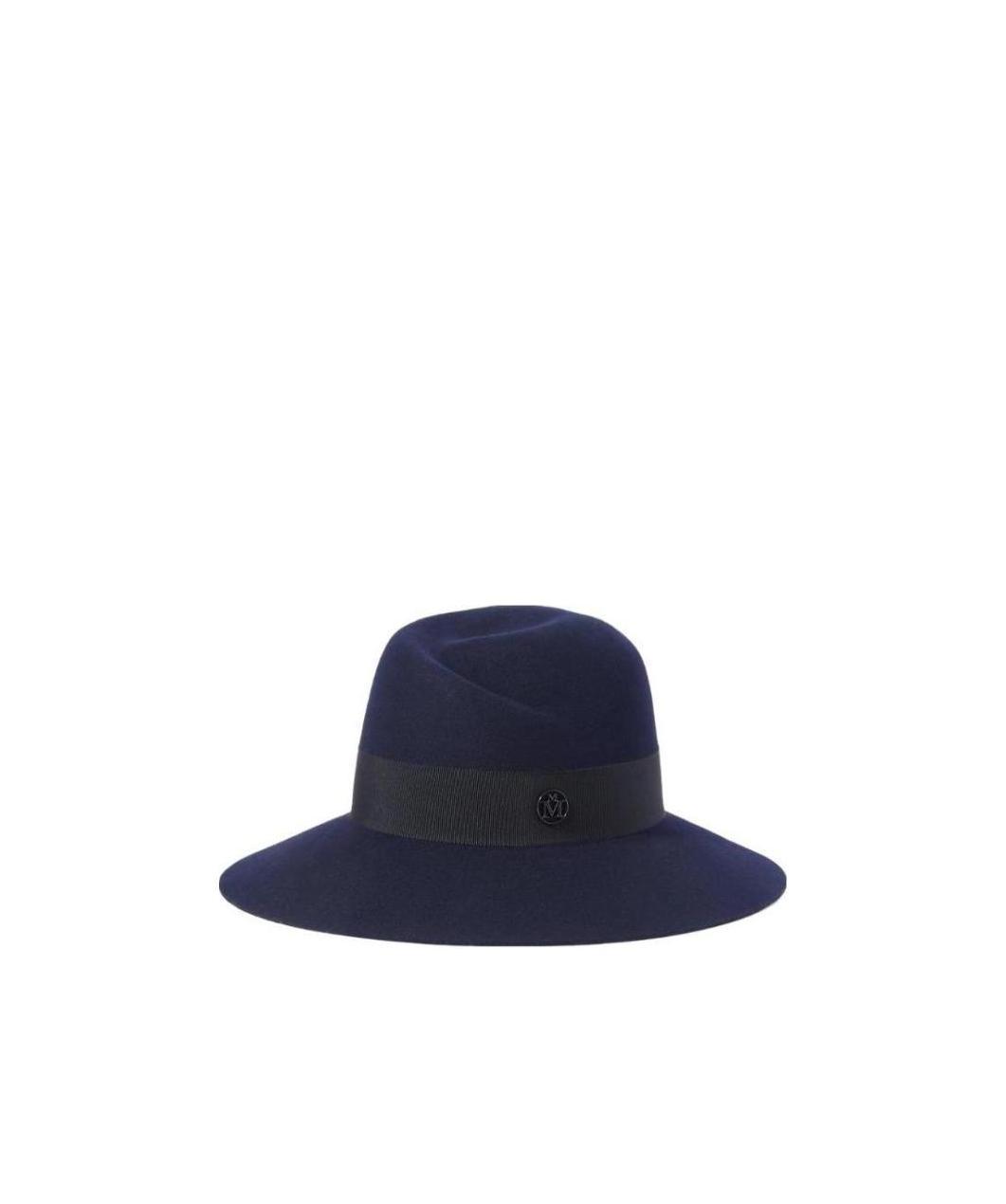 MAISON MICHEL NAVY BLUE VIRGINIE DAMASK TRIMMED HAT 