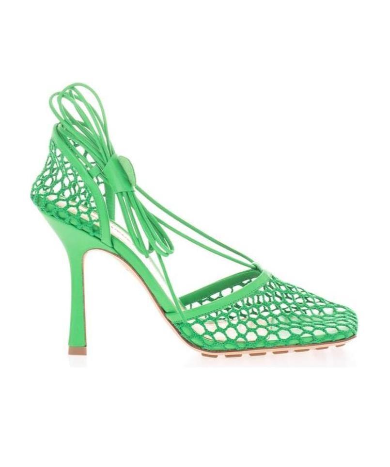 Bottega Veneta Wrap-tie Mesh Pumps In Green