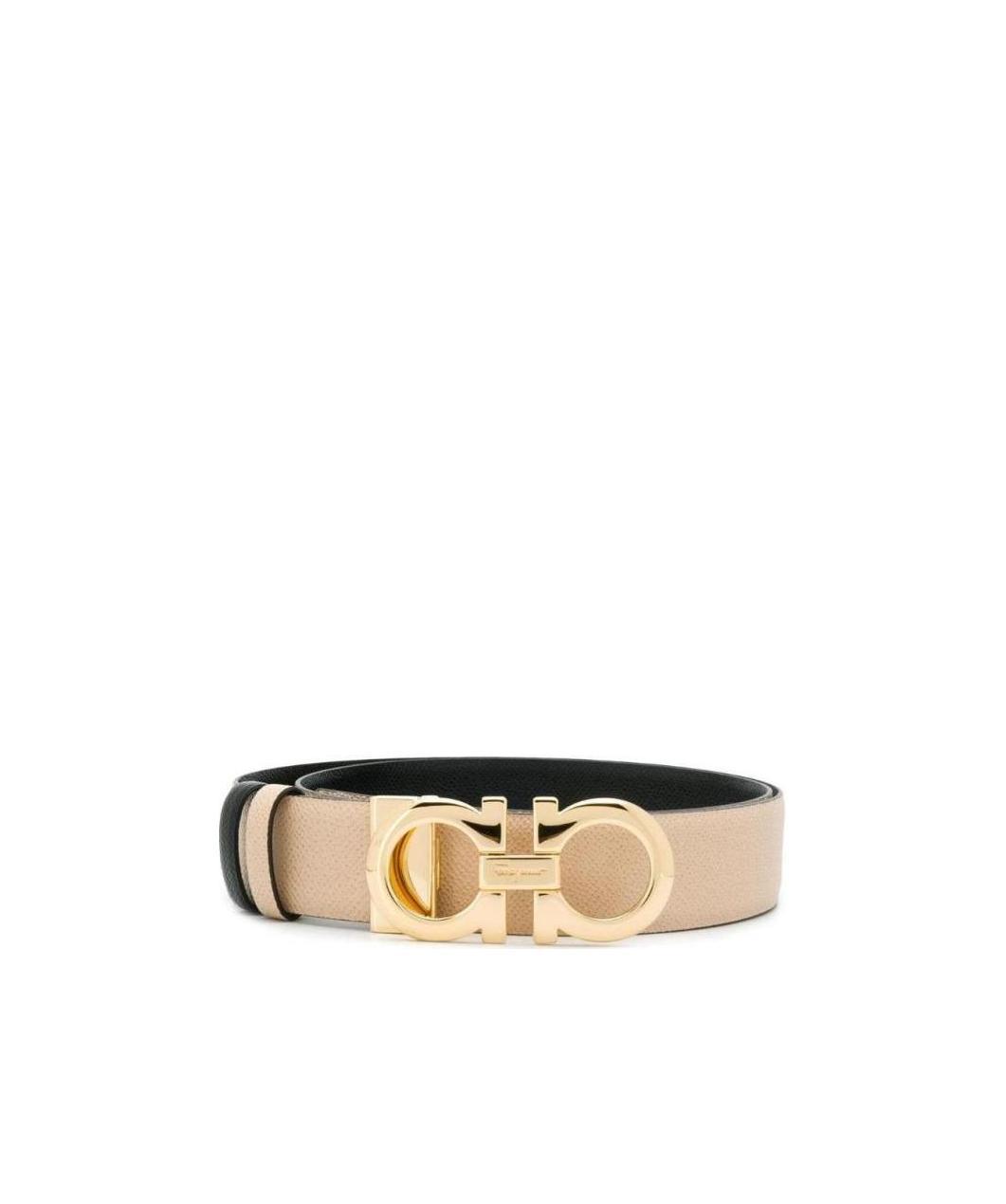 Ferragamo Neutral Gancini Leather Belt In Black