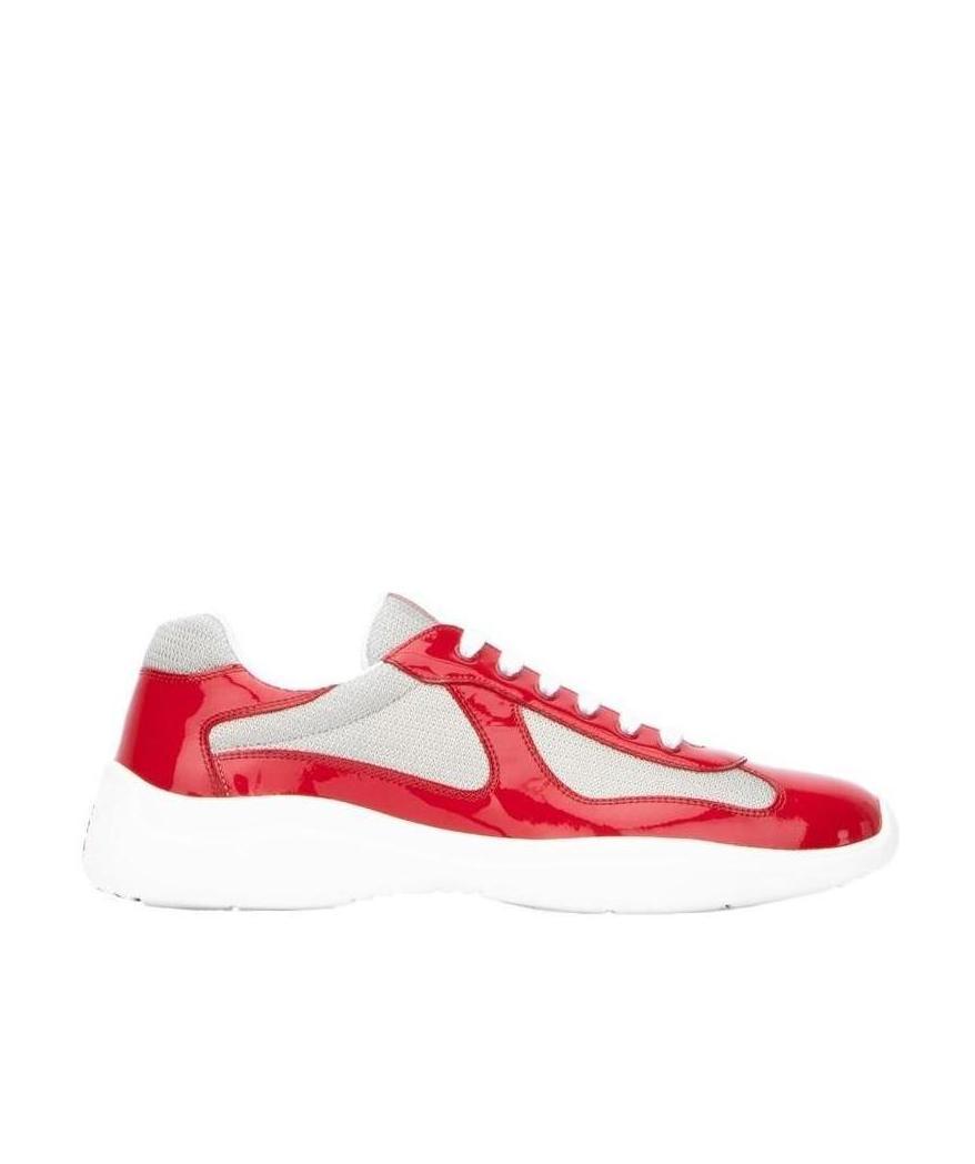 Prada Low Contrasting Panel Sneakers In White