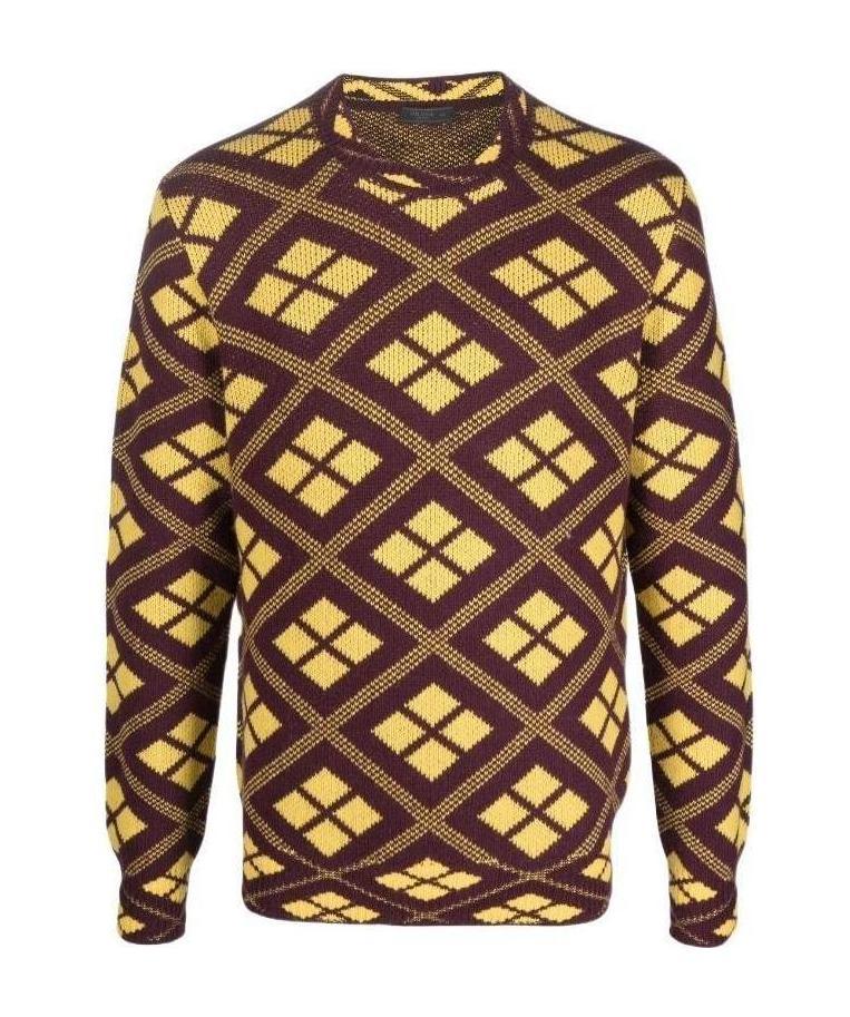 Prada Geometric-pattern Jacquard-knit Jumper In Red