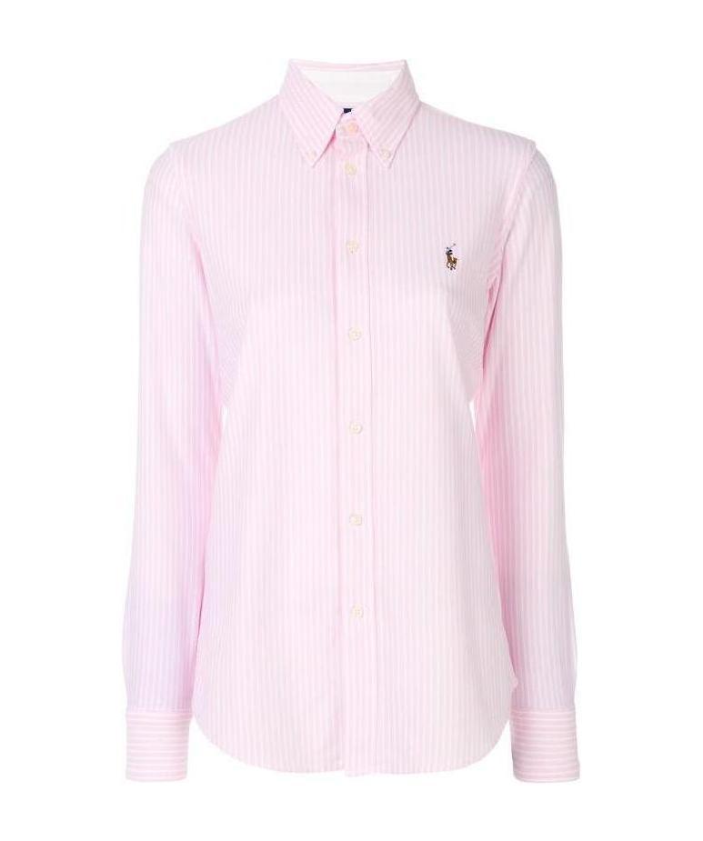 Shop Polo Ralph Lauren Logo-embroidered Oxford Shirt In Pink