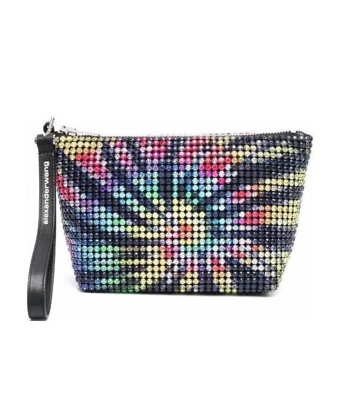 Alexander Wang Heiress Crystal-embellished Clutch In Black