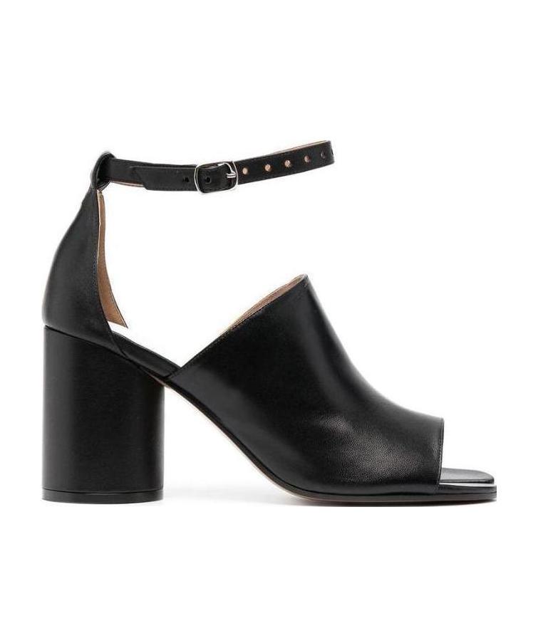 Maison Margiela Tabi Leather Sandals Shoes In Black