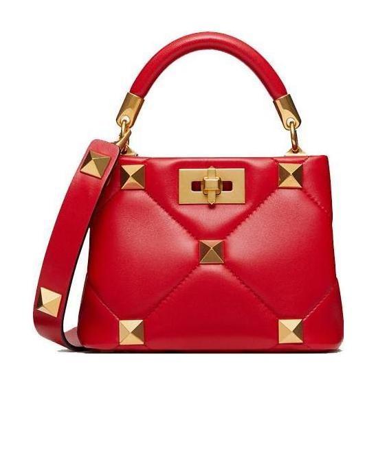 Valentino Roman Stud Tote Bag In Red