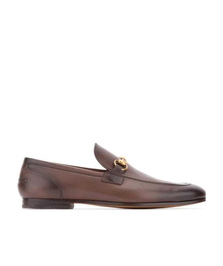 Gucci Men Jordaan Leather Loafers In Brown