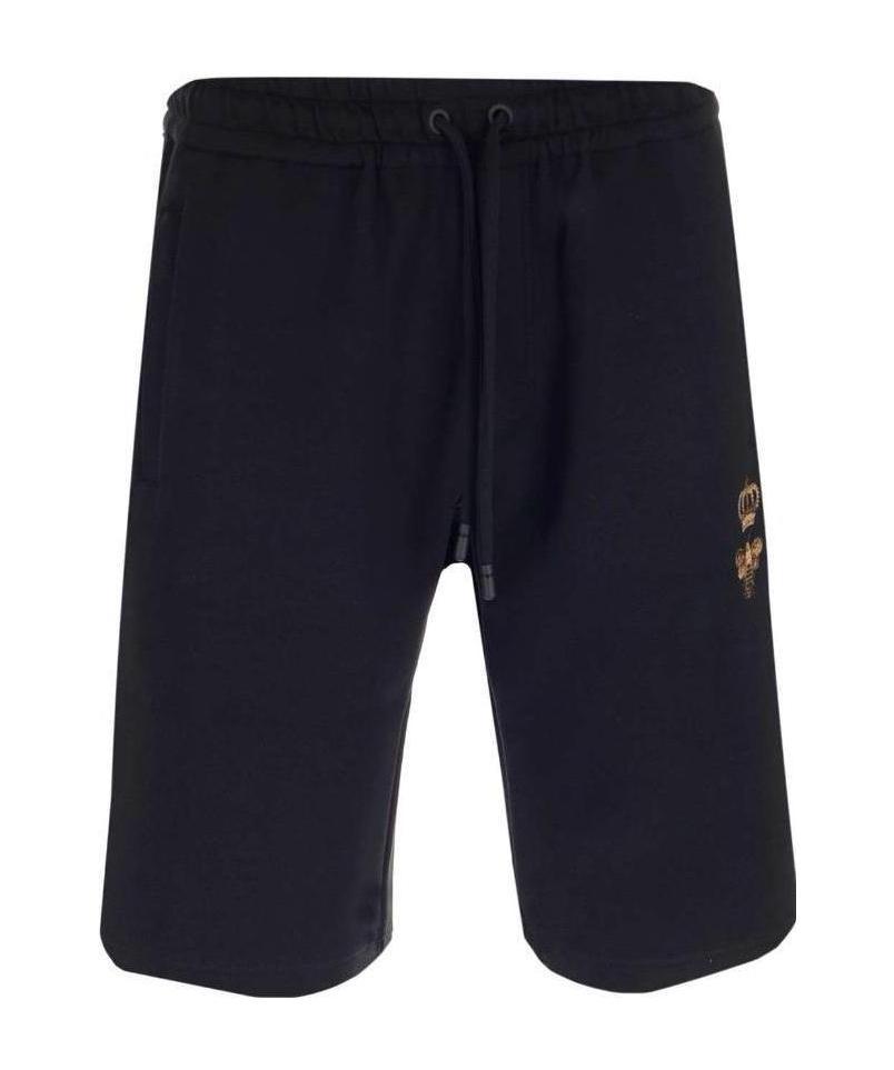 Dolce & Gabbana Embroidered Bee Drawstring Shorts In Black