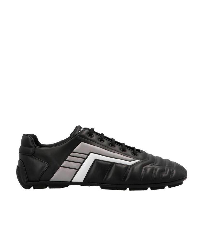 Prada Stylish Sneakers With Metallic Accents And Rubber Sole In Black