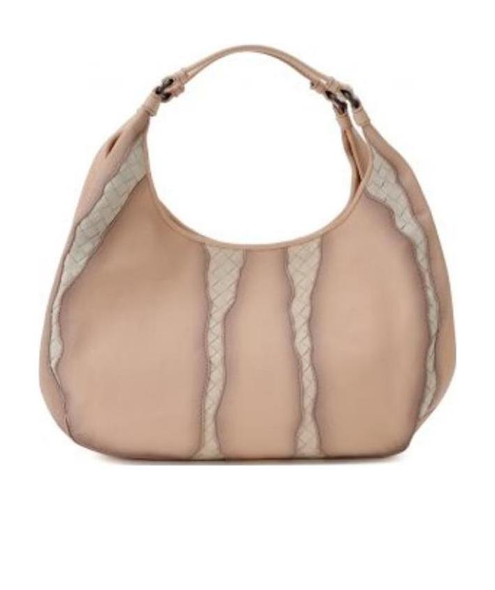 Bottega Veneta Logo Handbag In Nude