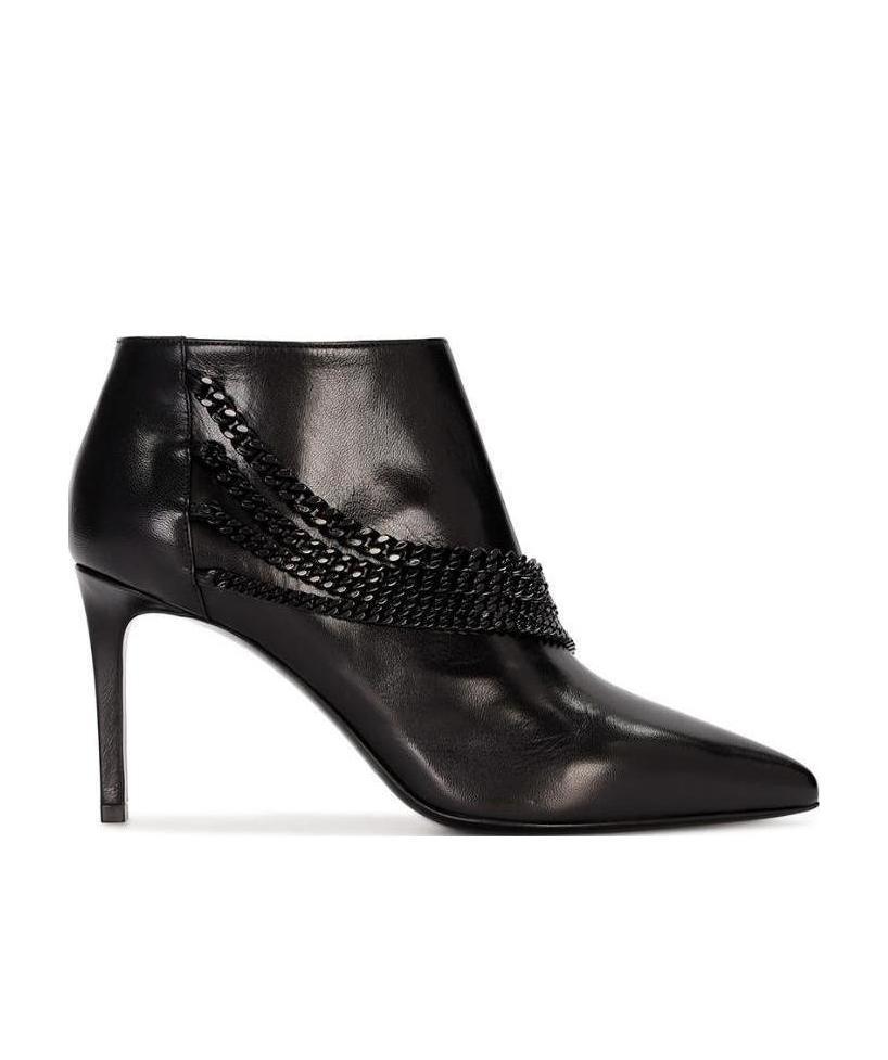 Saint Laurent Pointy High-heeled Boots In Black