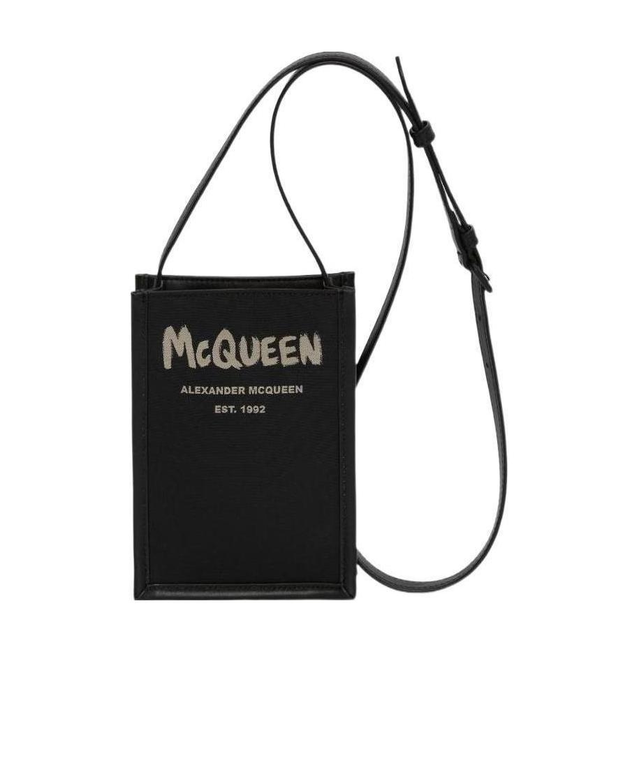Alexander Mcqueen Mini Graffiti-print Messenger Bag In Black