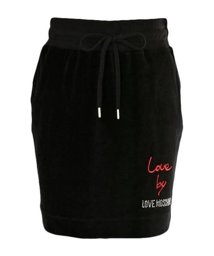 Moschino Letter Logo Lace-up Skirt In Black