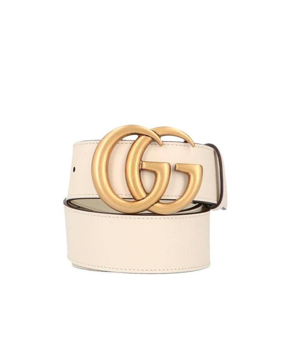 Gucci Double G Buckle Belt In White