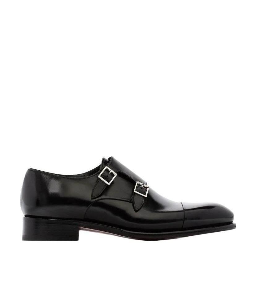 Santoni Ira Double Monk Strap Shoe In Black