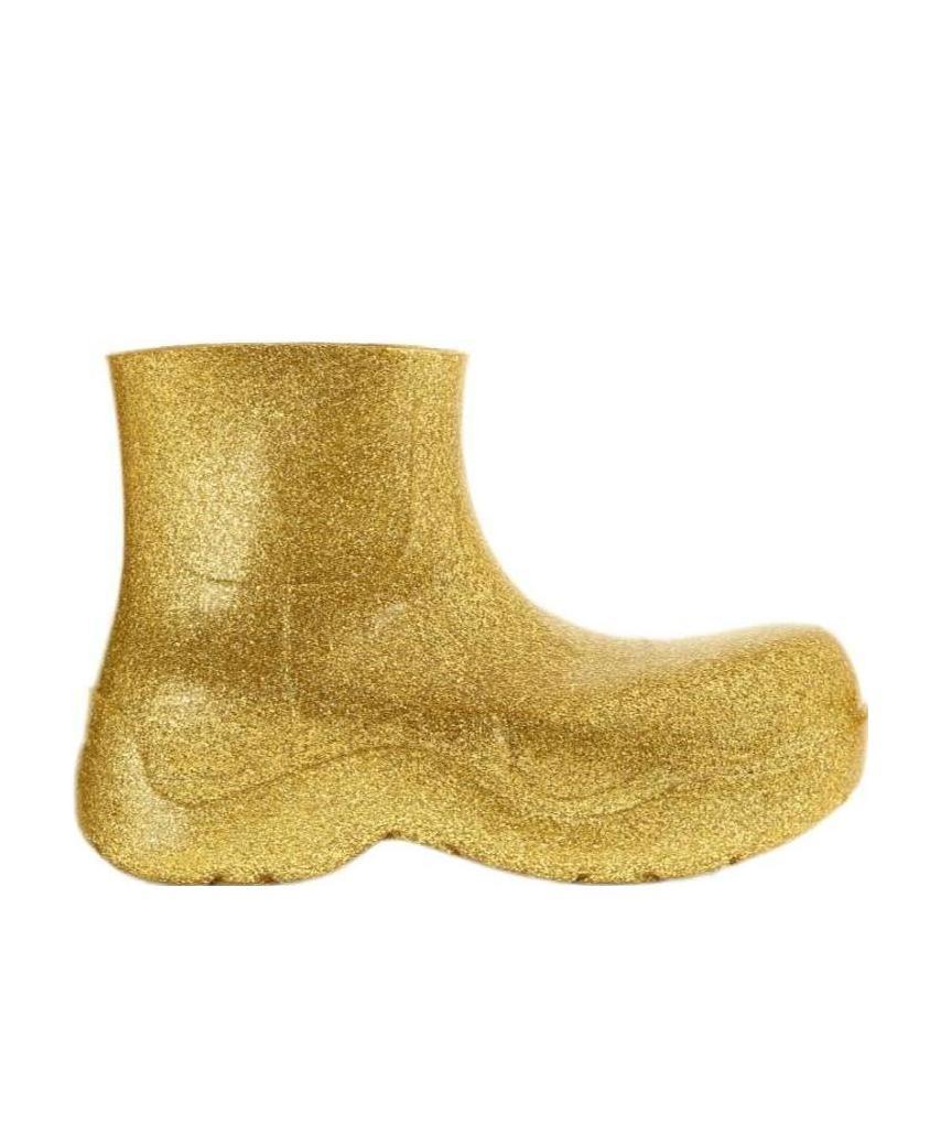 Bottega Veneta Glitter Puddle Boots In Gold