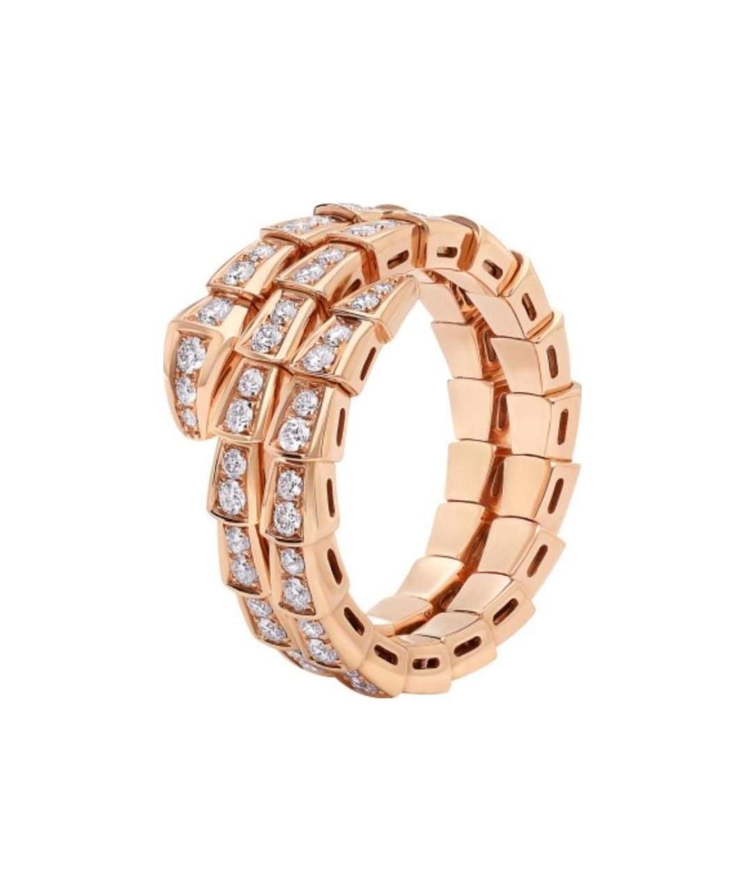 Bvlgari Rose Gold And Diamond Serpenti Viper Ring In Yellow