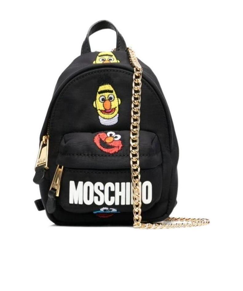 Moschino Logo Mini Backpack In Black