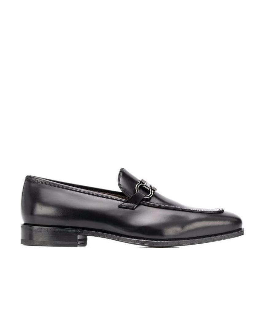 Ferragamo Black Gancini Casual Business Shoes In Black