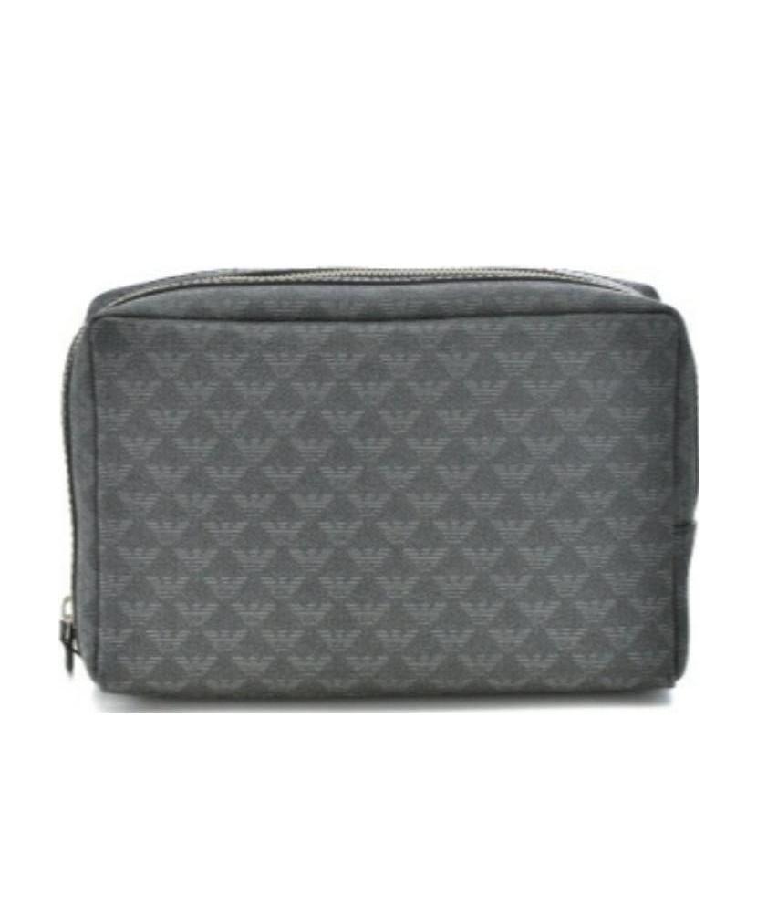 Emporio Armani Black And Gray Logo Printed Handbag In Black