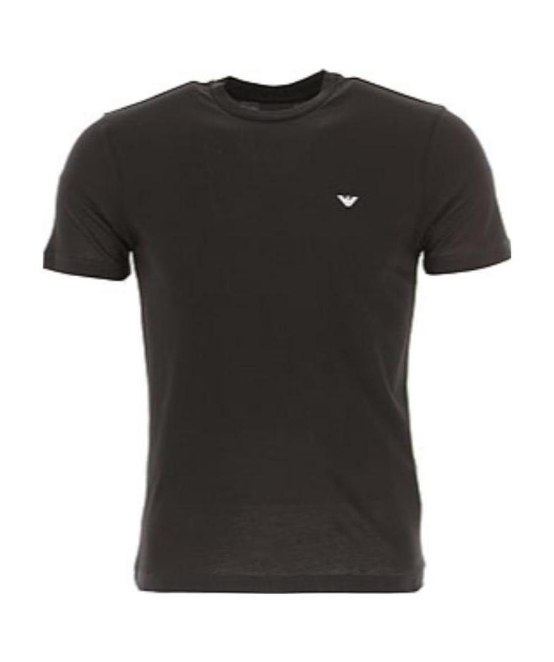 Emporio Armani Official Store Asv T-shirt Aus Jersey-lyocell-mischung Mit Zweifarbigem Mikroadler In Black