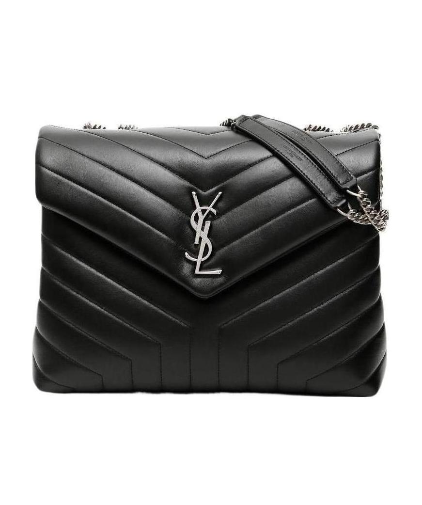 Saint Laurent Medium Loulou Quilted Shoulder Bag In Black