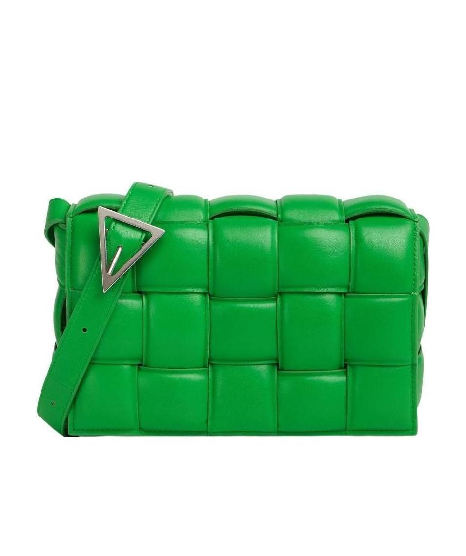 Bottega Veneta Cassette Padded Intrecciato Leather Shoulder Bag In Green