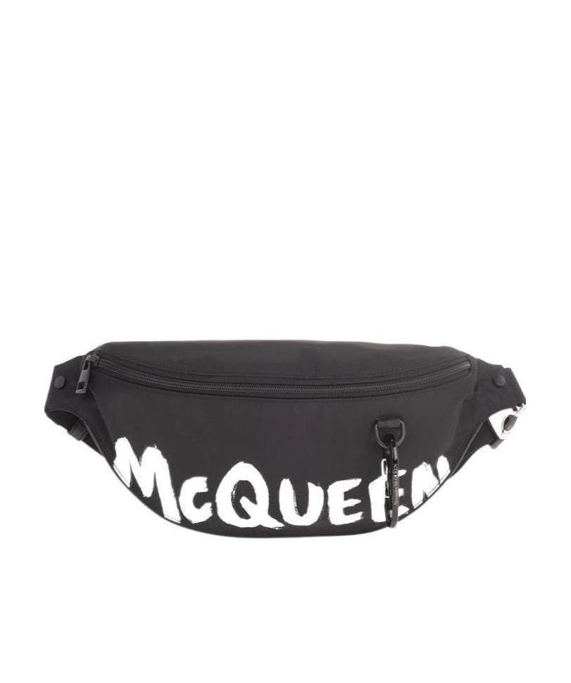 Alexander Mcqueen Graffiti Logo Belt Bag In Black