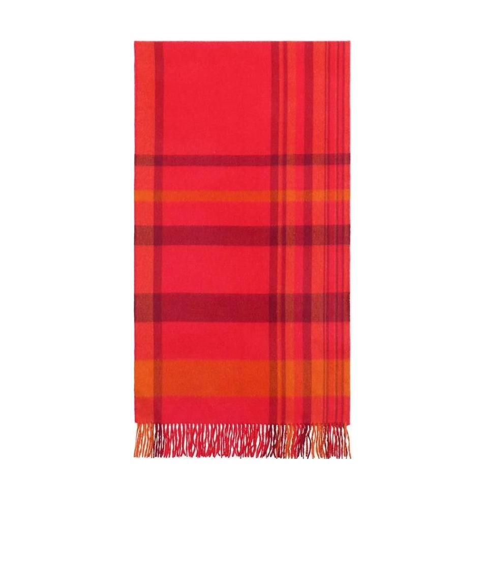 Weekend Max Mara Checkered Fringed Scarf In Red