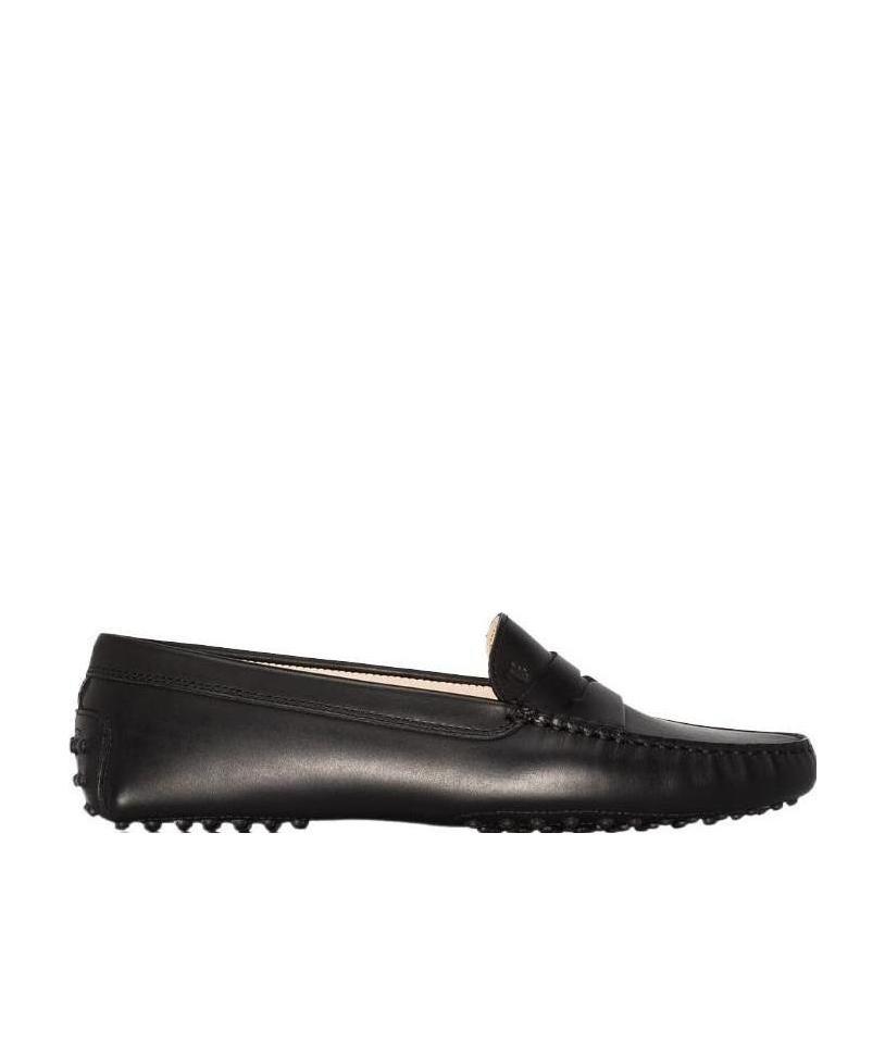 Tod's Gommino Black Loafers With Embossed Logo In Smooth Leather Woman In Black