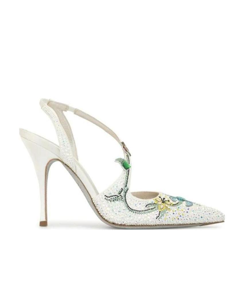 René Caovilla Flora Pointed Pumps In White