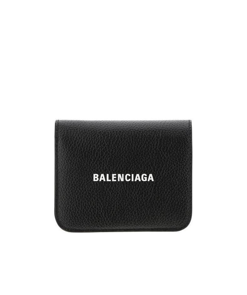 Balenciaga Logo Print Cardholder In Black