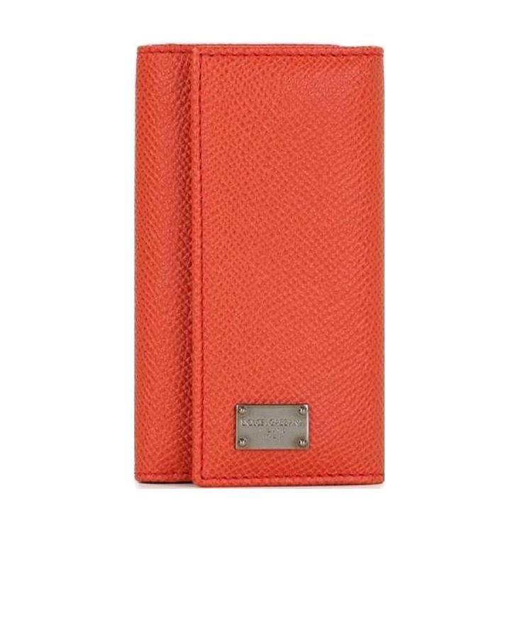 Dolce & Gabbana Tri-fold Logo Plaque Leather Wallet In Red