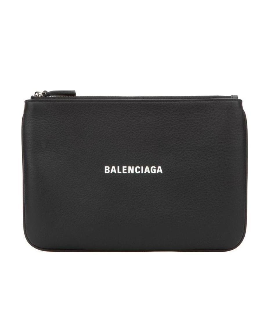 Balenciaga Everyday Logo Pouch In Black