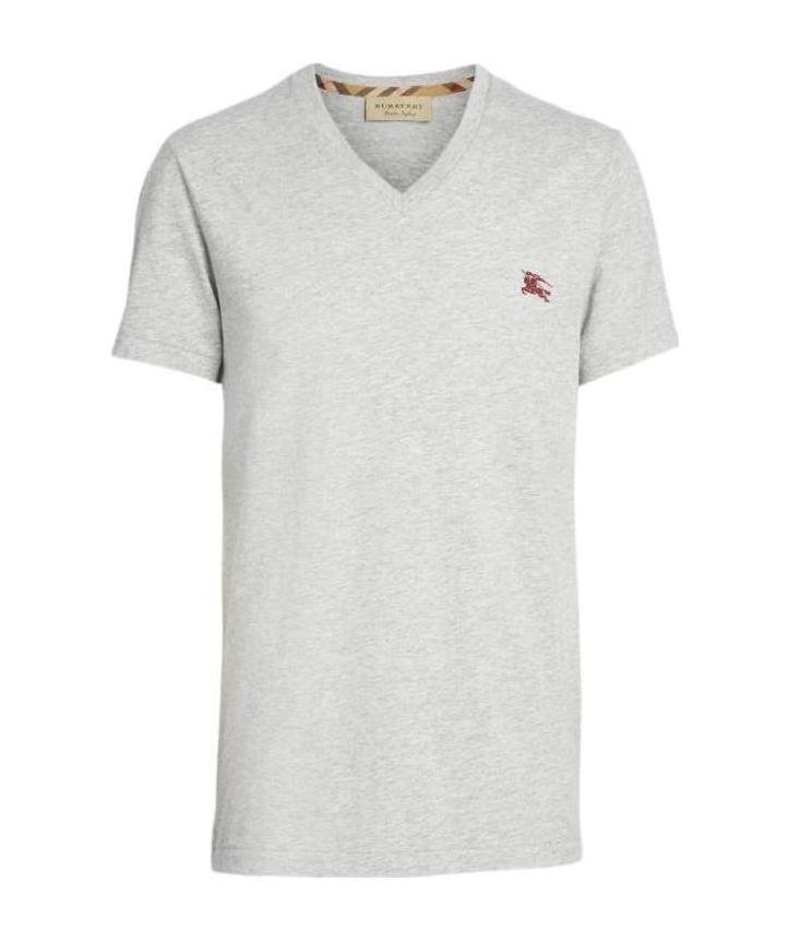 Burberry V-collar T-shirt In Gray