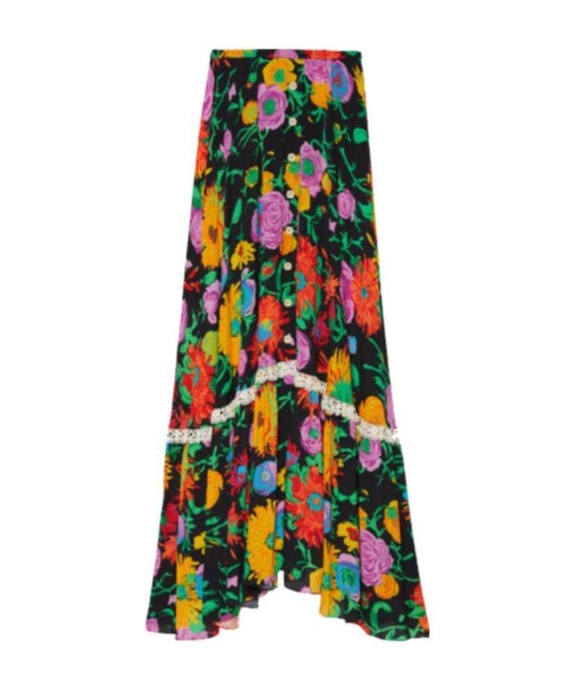 Gucci X Ken Scott Floral-print Maxi Skirt In Black