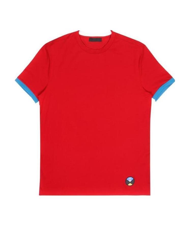 Prada Logo Round-necked T-shirt In Red