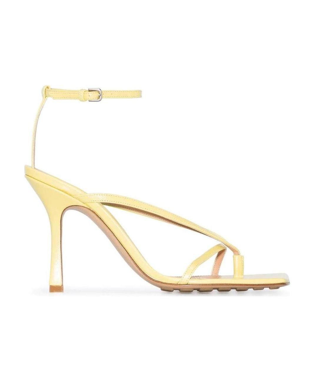 Bottega Veneta 90mm Square-toe Leather Sandals In Yellow